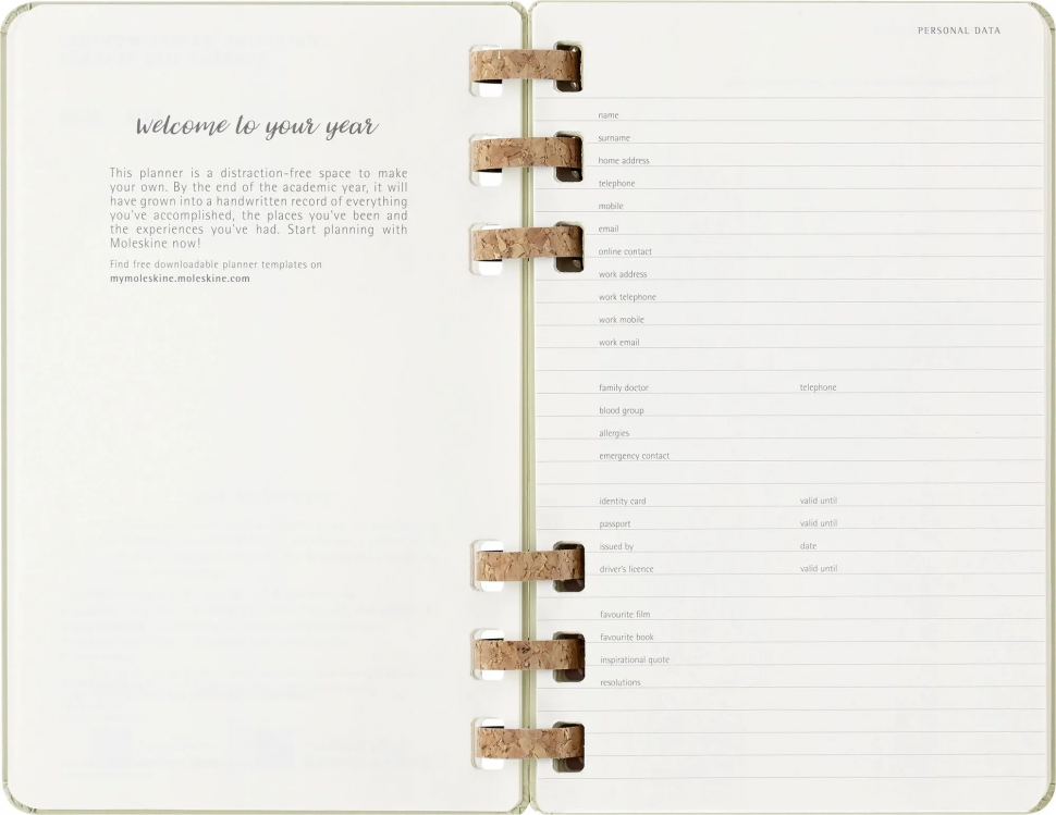 Еженедельник Moleskine ACADEMIC SPIRAL Large, размер 150 х 210 мм, 200 страниц, спираль, цвет киви