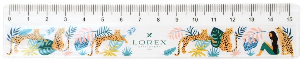 Линейка LOREX WAVE пластиковая, с волнистым краем, 15 см, серия AIRY LEOPARD