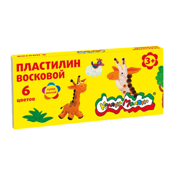 Пластилин восковой Каляка-Маляка супермягкий, 6 цветов, 90 г, стек, ПВКМ06