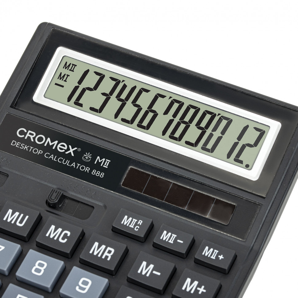 Калькулятор настольный CROMEX 888, размер 185 x 145 мм, 12 разрядов, ЧЕРНЫЙ, 271728