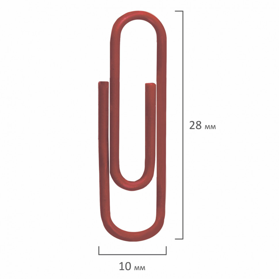 Скрепки BRAUBERG, 28 мм, цветные, 100 штук в пластиковой коробке, 221111