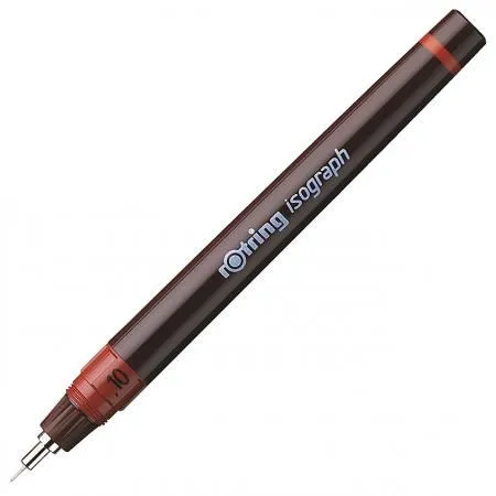 Изограф Rotring, толщина линии 0.10 мм, съемный пишущий узел, заправка тушь, корпус бордовый, пластик, S0201850/R151010/1903394