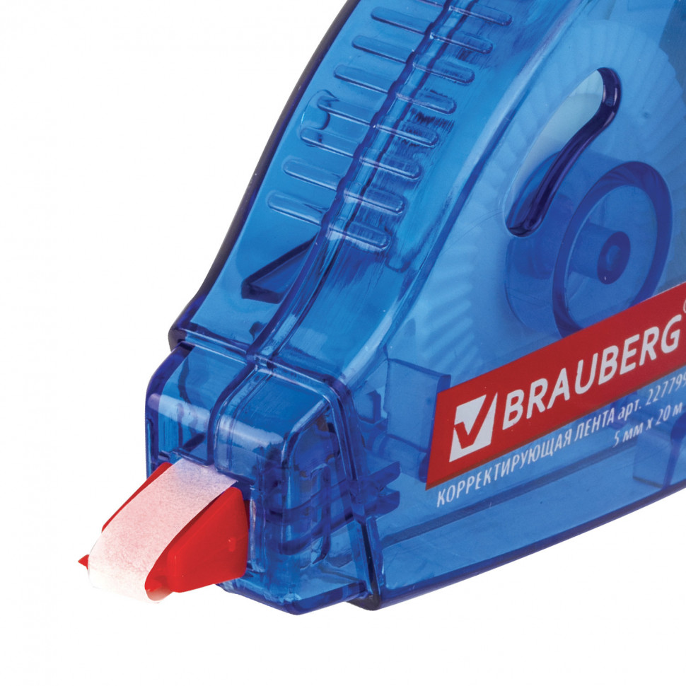 Корректирующая лента BRAUBERG 5 мм х 20 м, корпус синий, механизм перемотки, 227799