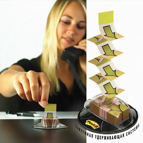 Клейкие пластиковые закладки 3М Post-it «Стрелка» в диспенсере, цвет зеленый, блок 200 листов, 680-HVABG