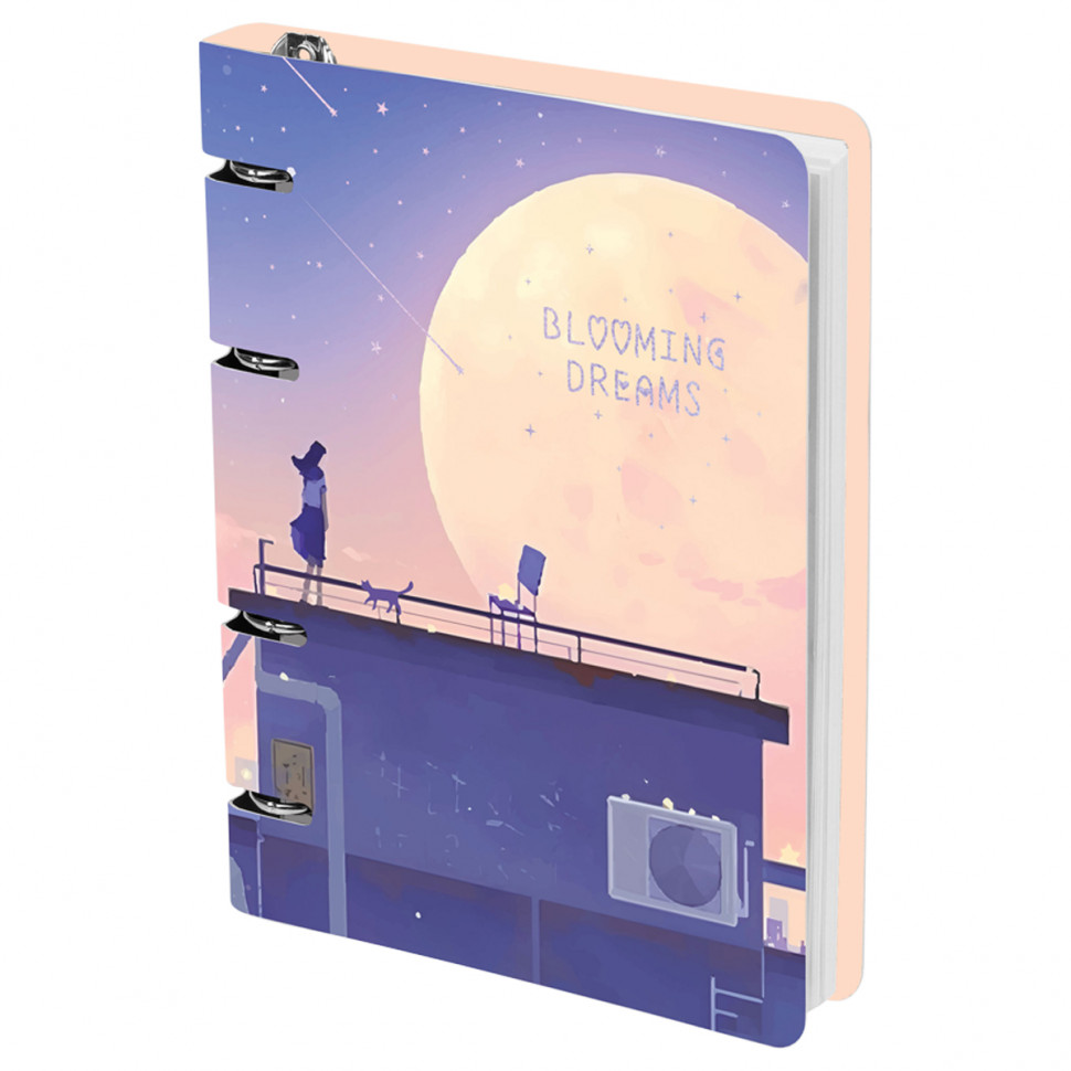 Тетрадь на кольцах А5 100 листов MESHU "Blooming Dreams", картон, матовая ламинация, тиснение фольгой