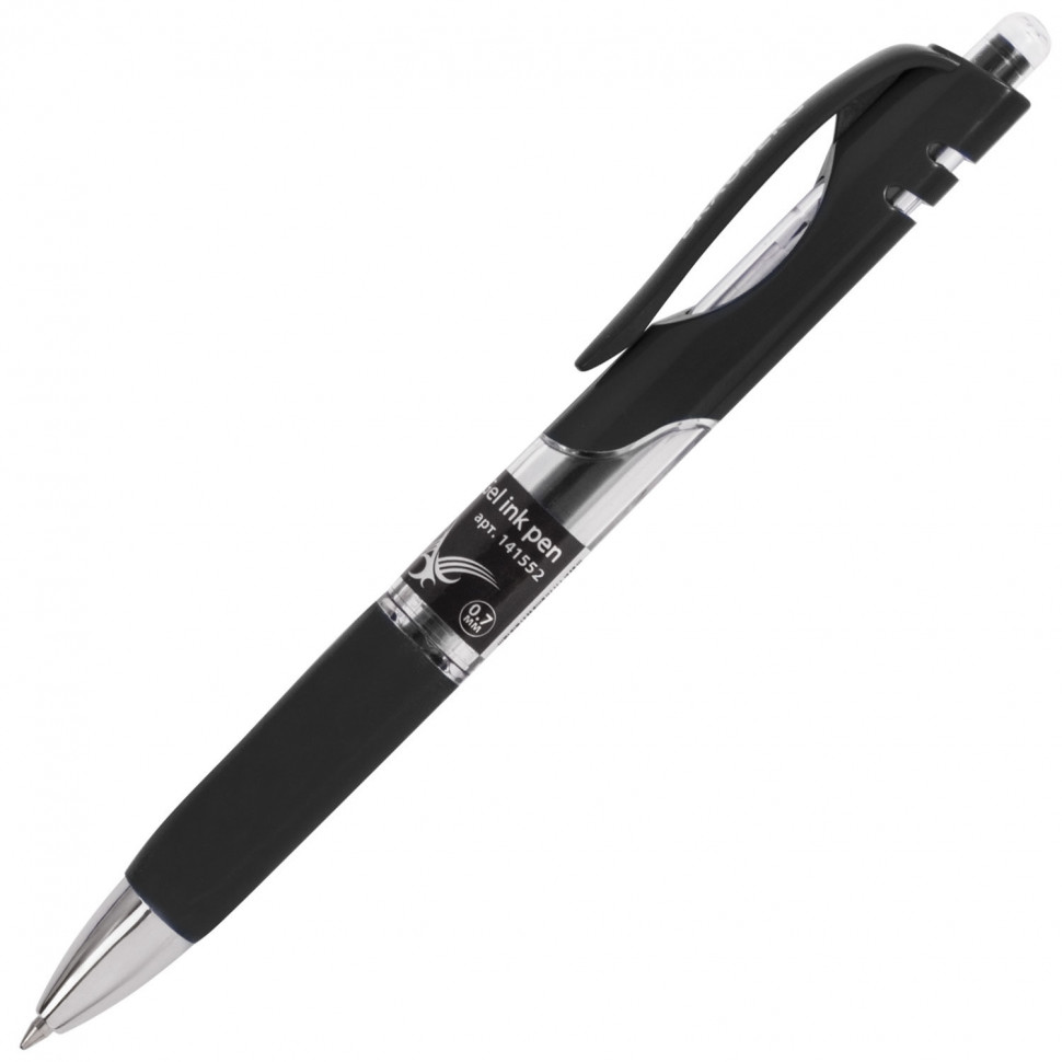 Ручка гелевая автоматическая с грипом BRAUBERG Black Jack трехгранная, пишущий узел 0,7 мм, линия письма 0,5 мм, цвет чернил черный, 141552