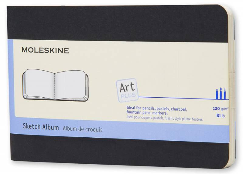 Блокнот-скетчбук для рисования Moleskine ART CAHIER SKETCH ALBUM Pocket, размер 90 x 140 мм, обложка картон, 88 страниц, черный