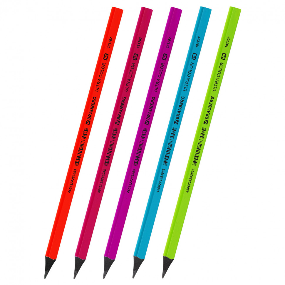 Карандаш чернографитный трехгранный BRAUBERG ULTRA COLOR пластиковый, твердость HB (ТМ), 181707