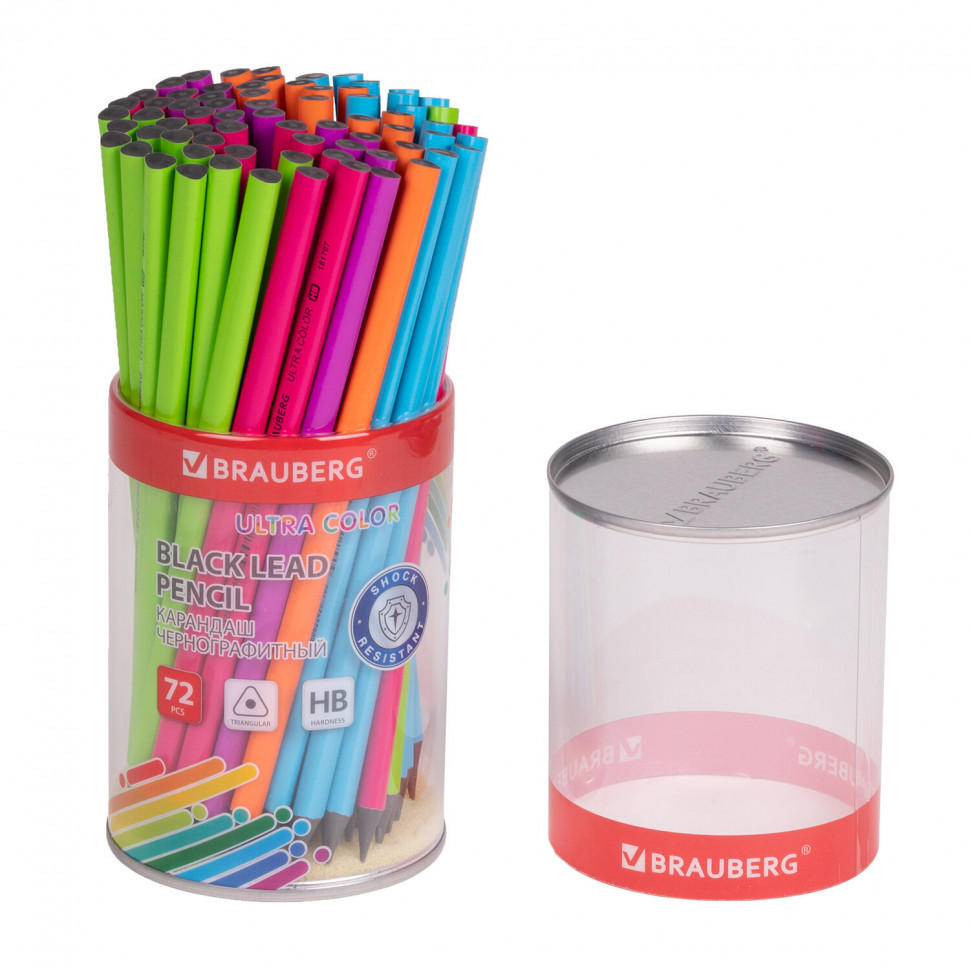 Карандаш чернографитный трехгранный BRAUBERG ULTRA COLOR пластиковый, твердость HB (ТМ), 181707
