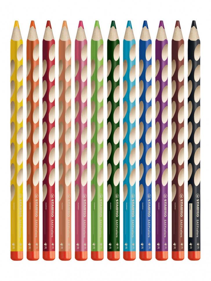 НАБОР ЦВЕТНЫХ КАРАНДАШЕЙ STABILO EASYcolors 12 ЦВ С ТОЧИЛКОЙ ДЛЯ ПРАВШЕЙ