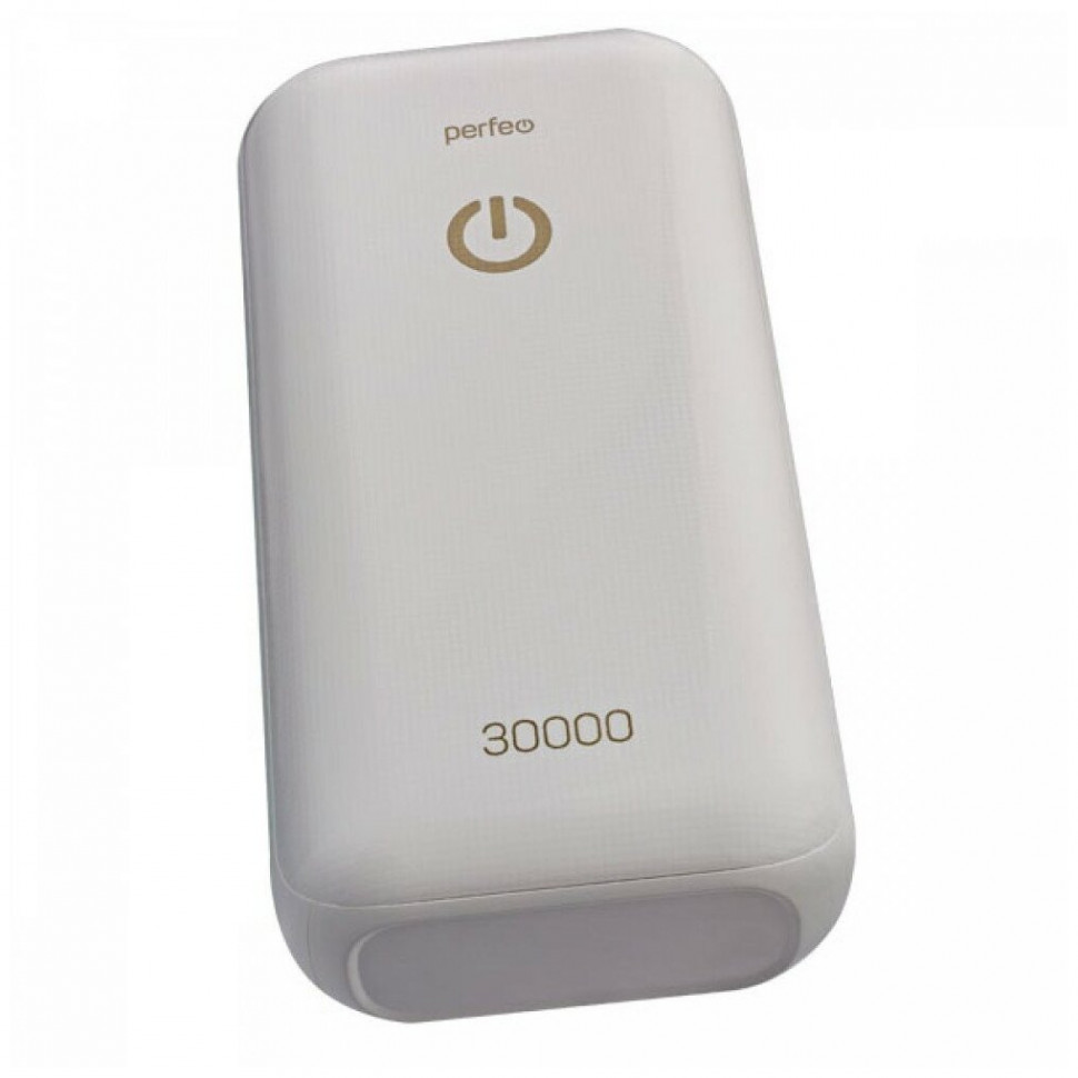 Аккумулятор внешний Perfeo Powerbank 30000 mah+Micro usb/In Micro usb, Type-C/Out Type-C 2.1A, USB 1 А, 2.1A/ , быстрая зарядка, белый