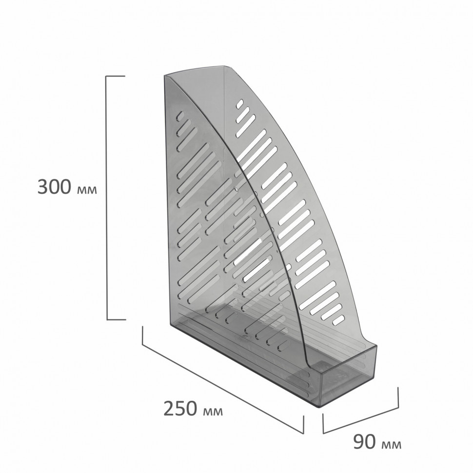 Лоток вертикальный INDEX МАКСИ/Уни-85/Brauberg Standard+, размер 250 х 300 х 90 мм, цвет прозрачный серый (дымчатый)