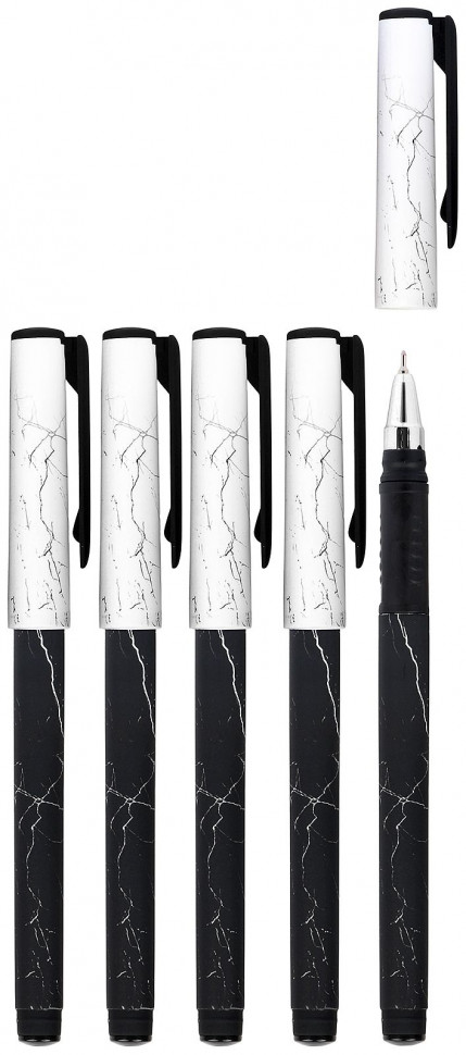 Ручка масляная LOREX B&W.MARBLE Double Soft, игловидный пишущий узел 0,7 мм, цвет чернил синий