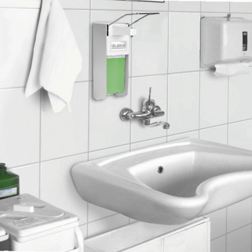 Диспенсер локтевой для жидкого мыла и антисептика геля наливной LAIMA CLASSIC, 1 л, с еврофлаконом