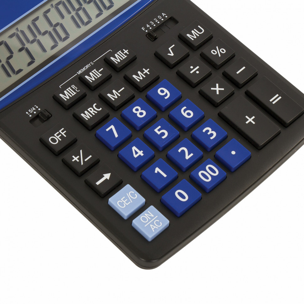 Калькулятор настольный BRAUBERG EXTRA-12-BKBU, размер 206 x 155 мм, 12 разрядов, двойное питание, черно-синий, 250472