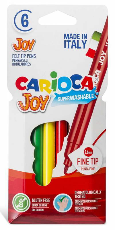 Фломастеры CARIOCA JOY, 6 цветов, пишущий узел 2.6 мм, Carioca 40549