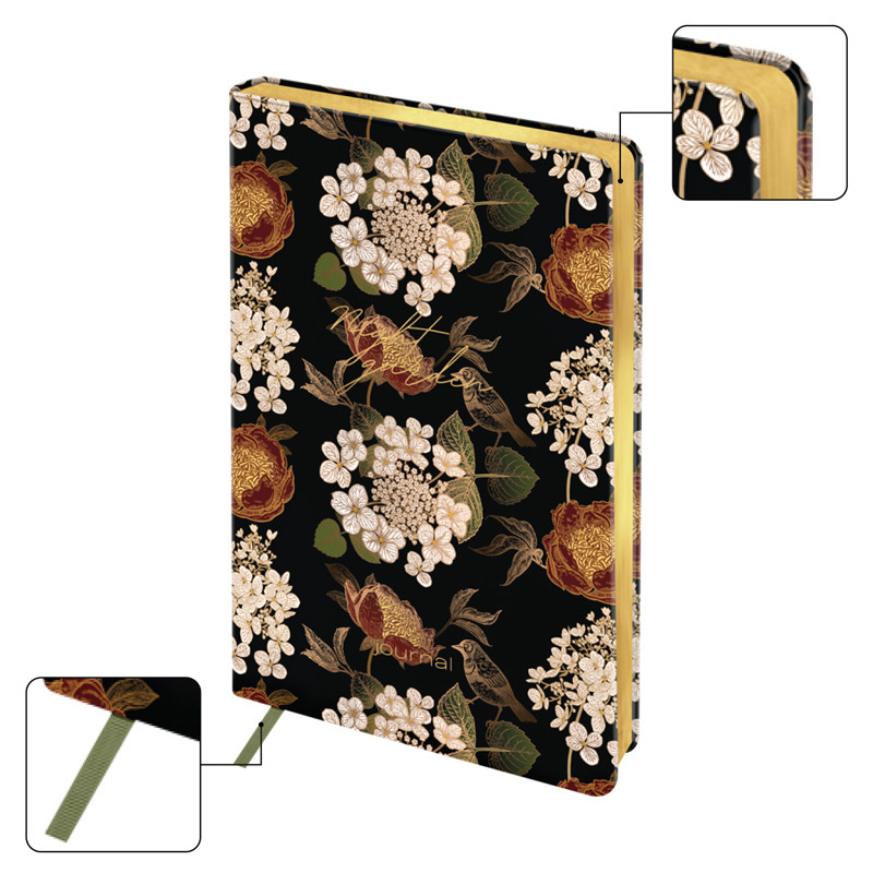 Ежедневник недатированный А5 Greenwich Line "Night garden. Dark olive", 136 листов, кожзам, тонированный блок