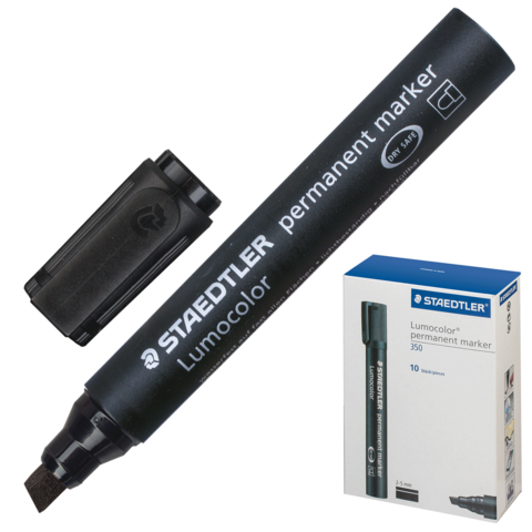 Маркер перманентный (нестираемый) STAEDTLER Lumocolor, скошенный наконечник 2-5 мм, цвет черный, 350-9