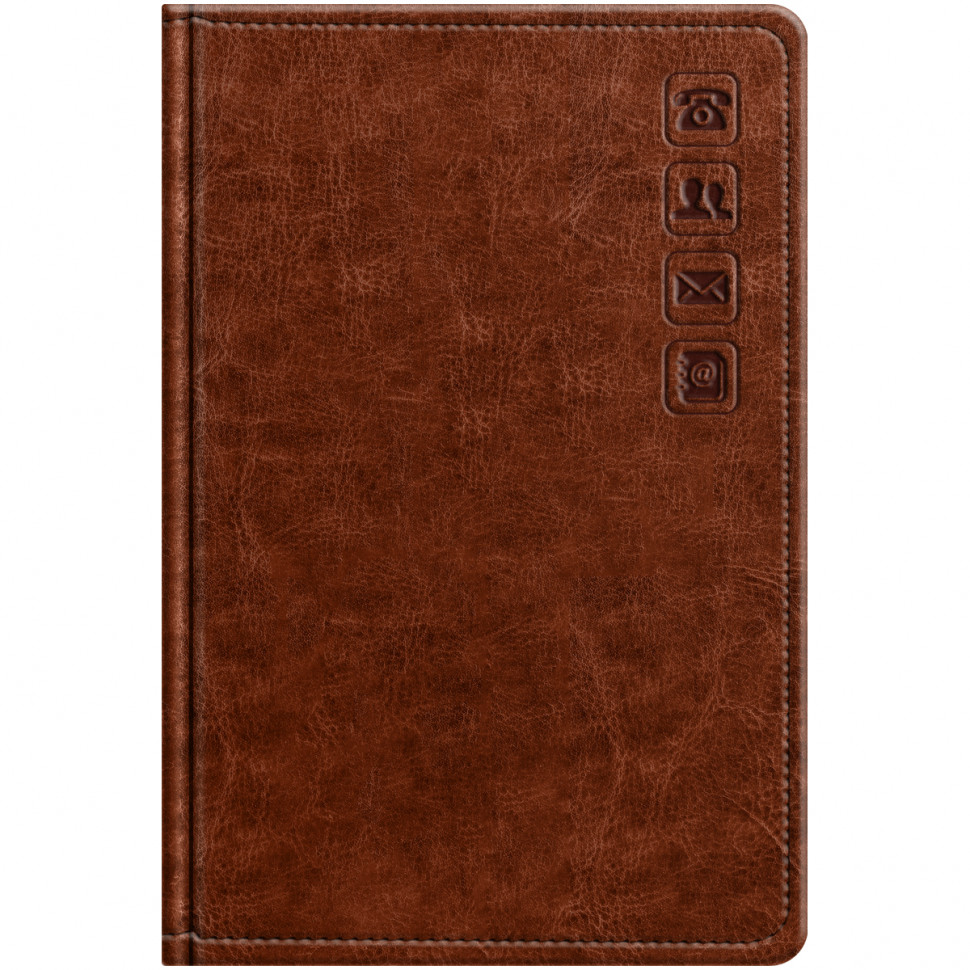 Телефонная книга А7 64 листа BG "Nebraska. Brown", кожзам, с вырубкой