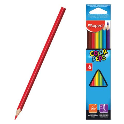 Карандаши цветные MAPED "Color Pep's", 6 цветов, трехгранные, 832002