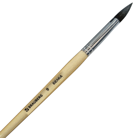Кисть BRAUBERG беличья, круглая, №9, 200186