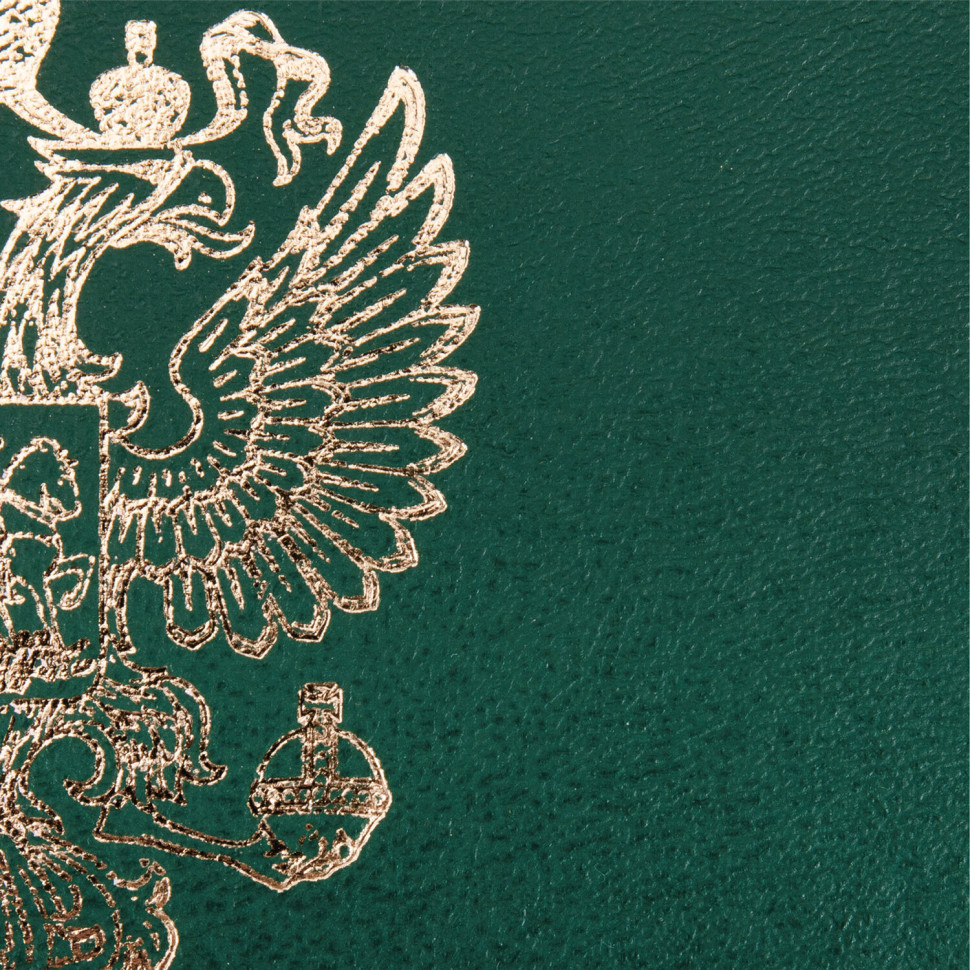 Папка адресная А4 с гербом России, бумвинил, с ляссе, цвет зеленый