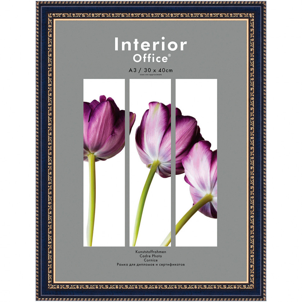 Рамка Interior Office, размер 30 х 40 см, багет 28 мм пластик, со стеклом, цвет "бирюза"