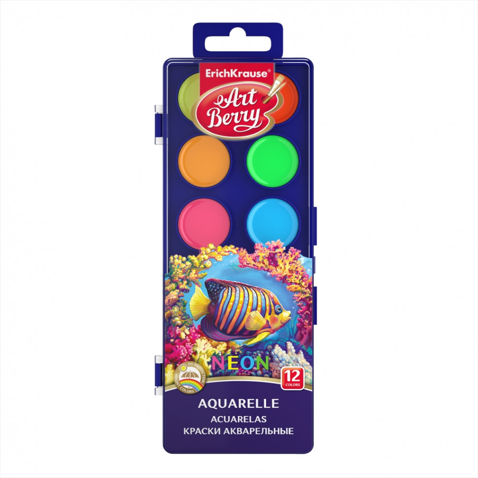 Краски акварельные ArtBerry® Neon с УФ-защитой яркости, 12 цветов, EK41727
