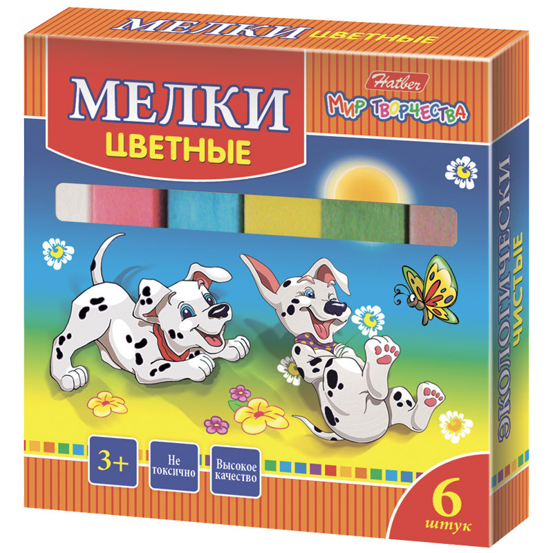 Набор цветного мела "Далматинцы", 6 цветов