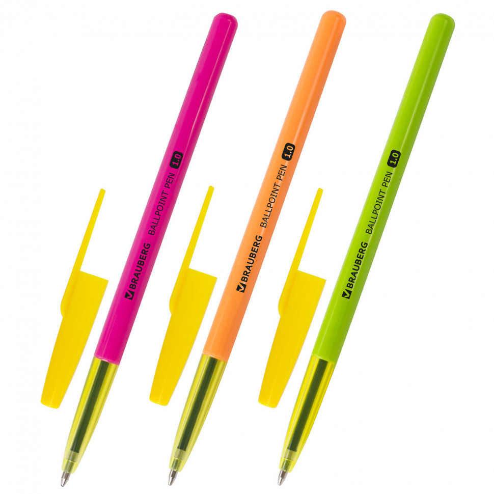 Ручка шариковая BRAUBERG Color, пишущий узел 1 мм, линия письма 0,5 мм, длина письма 1200 м,  цвет чернил синий, 141507