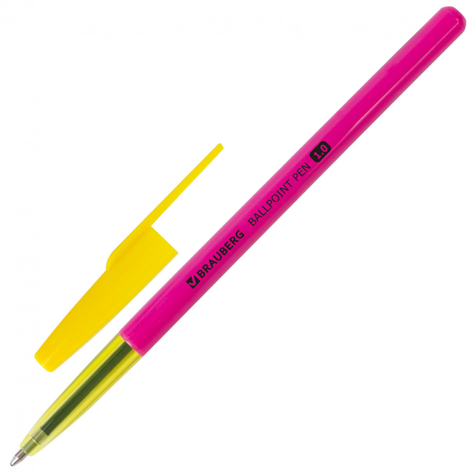 Ручка шариковая BRAUBERG Color, пишущий узел 1 мм, линия письма 0,5 мм, длина письма 1200 м,  цвет чернил синий, 141507
