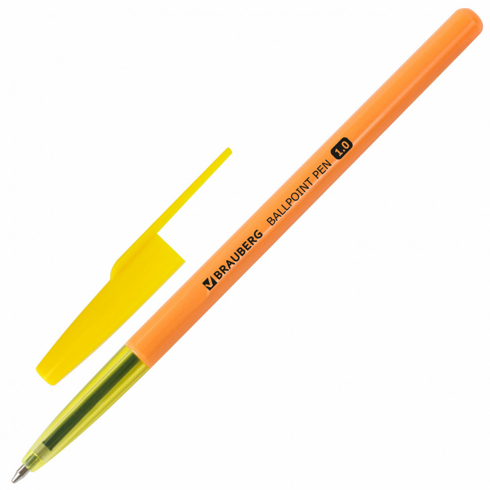 Ручка шариковая BRAUBERG Color, пишущий узел 1 мм, линия письма 0,5 мм, длина письма 1200 м,  цвет чернил синий, 141507