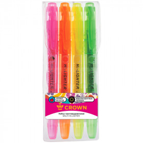 Набор текстовыделителей Crown "Multi Hi-Lighter Aroma", 4 цвета, пишущий узел 1 - 4 мм, ароматизированные чернила на водной основе