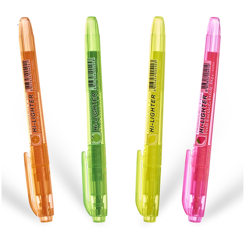 Набор текстовыделителей Crown "Multi Hi-Lighter Aroma", 4 цвета, пишущий узел 1 - 4 мм, ароматизированные чернила на водной основе