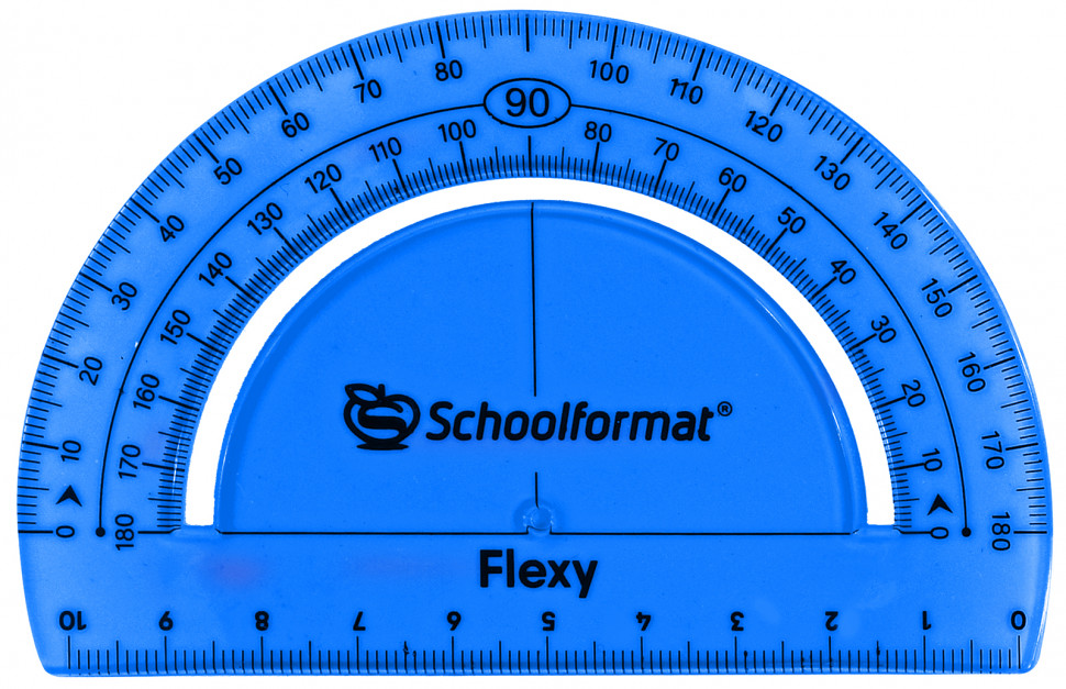 Чертежный набор Schoolformat Flexy гибкий - линейка 20 см, угольник 13 см и транспортир 10 см