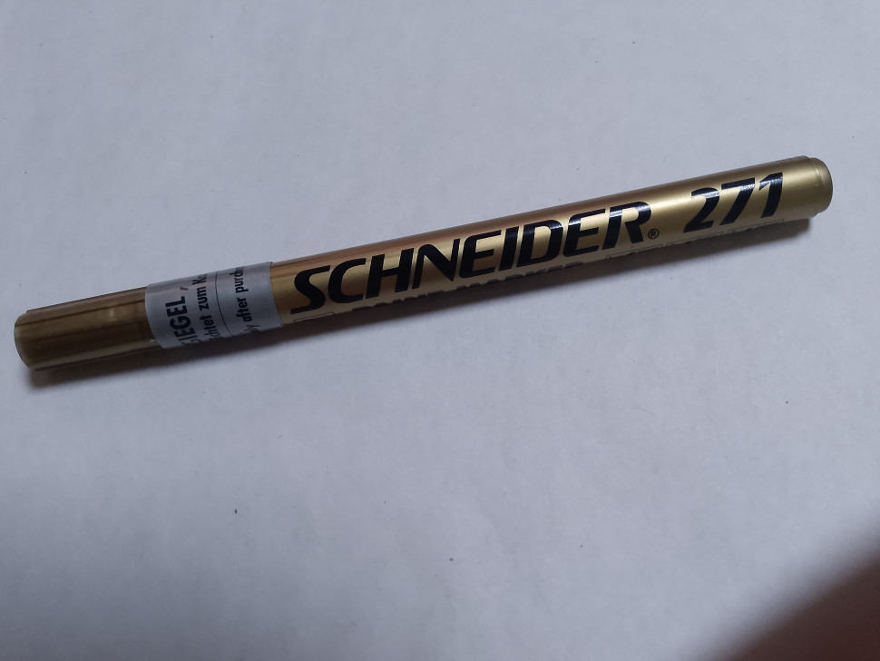 Маркер-краска на нитрооснове Schneider PAINT 271, пишущий узел 1-2 мм, цвет чернил "золото"