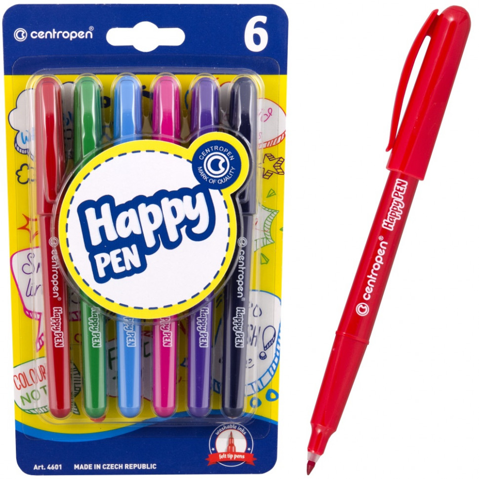 Набор линеров Centropen Happy Pen, пишущий узел 0,7мм, 6 цветов, Centropen 4601/6