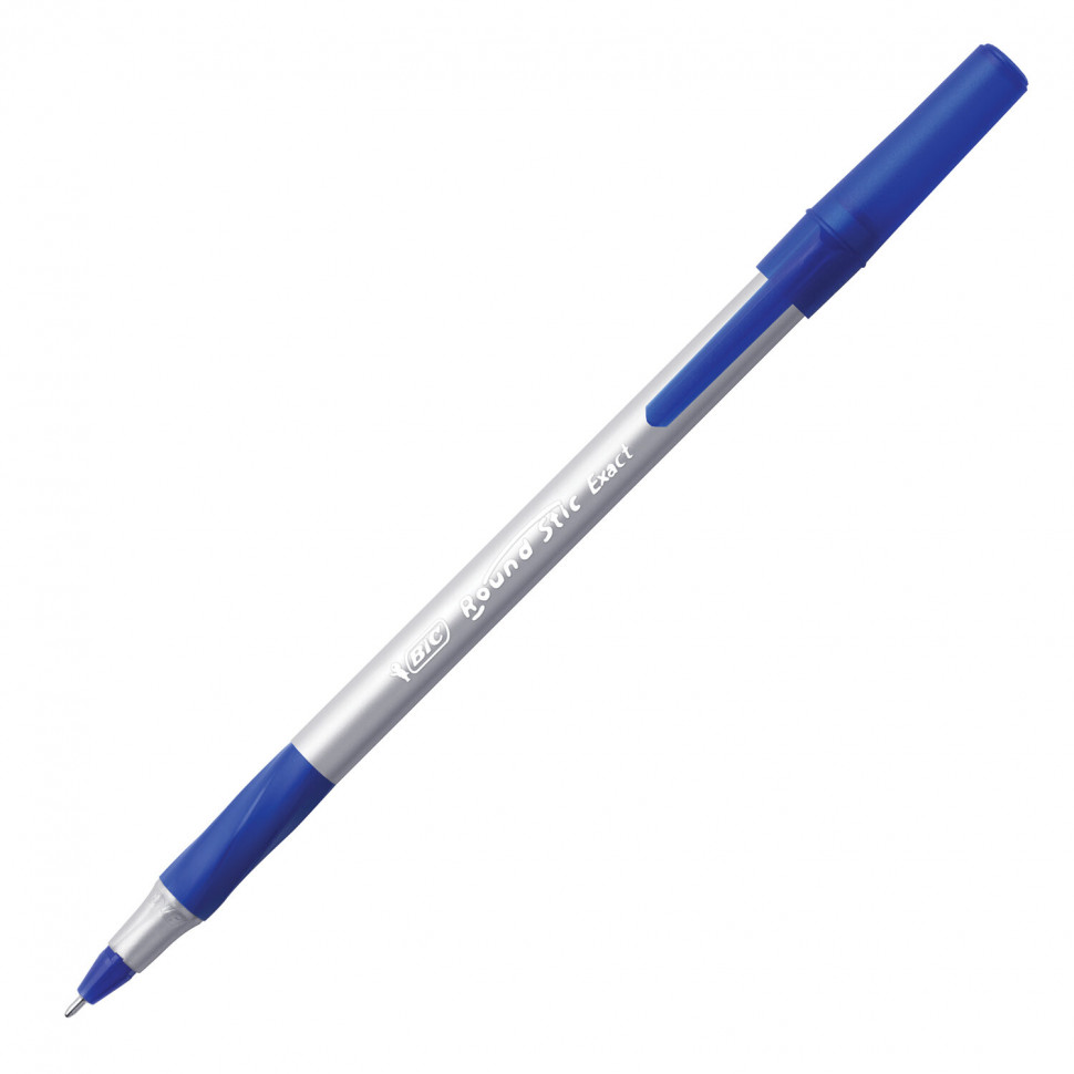 Ручка шариковая с грипом BIC Round Stic Exact, пишущий узел 0,7 мм, линия письма 0,28 мм, цвет чернил синий, 918543