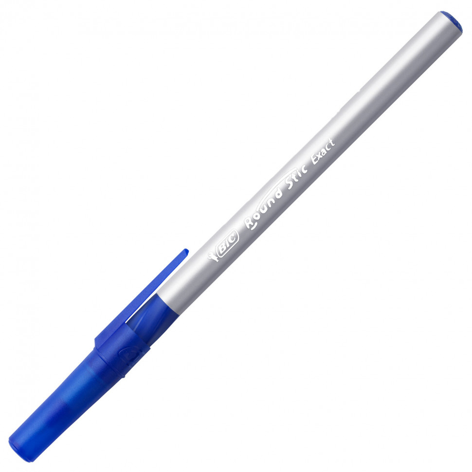 Ручка шариковая с грипом BIC Round Stic Exact, пишущий узел 0,7 мм, линия письма 0,28 мм, цвет чернил синий, 918543