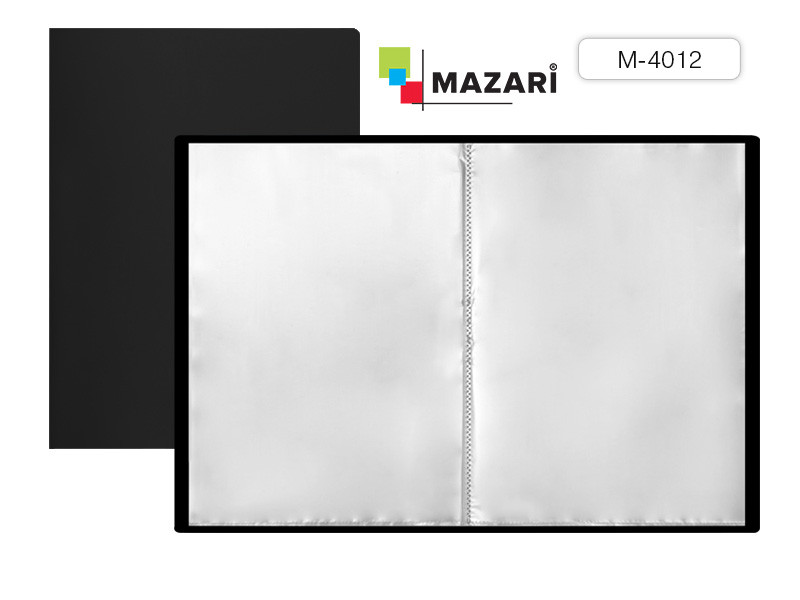 Папка с 60 файлами А4, толщина пластика 0.6 мм, цвет черный, Mazari M-4012