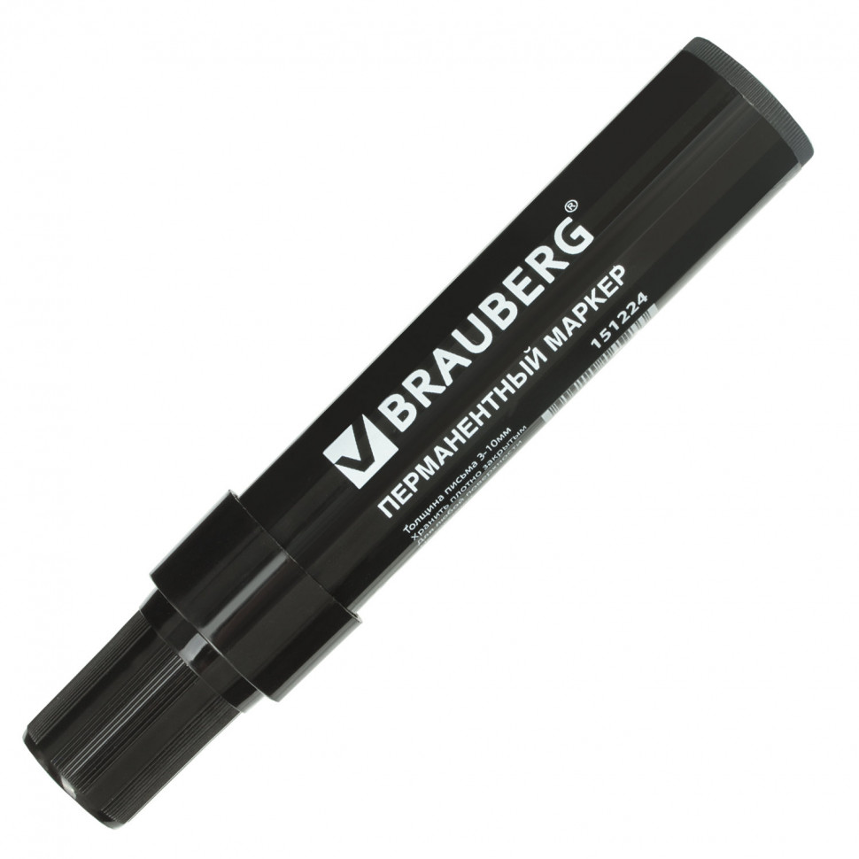 Маркер перманентный BRAUBERG JUMBO, ШИРОКАЯ ЛИНИЯ ПИСЬМА, скошенный наконечник 3 - 10 мм, цвет чернил черный, 151224