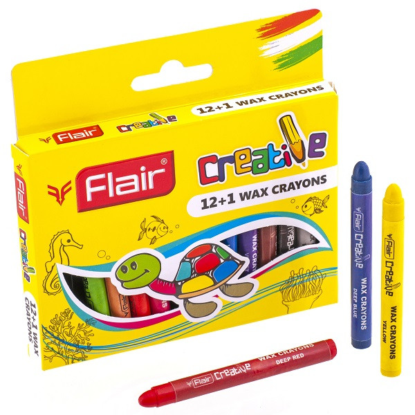 Восковые мелки круглые FLAIR CREATIVE, набор 12+1 цветов, FA 8002