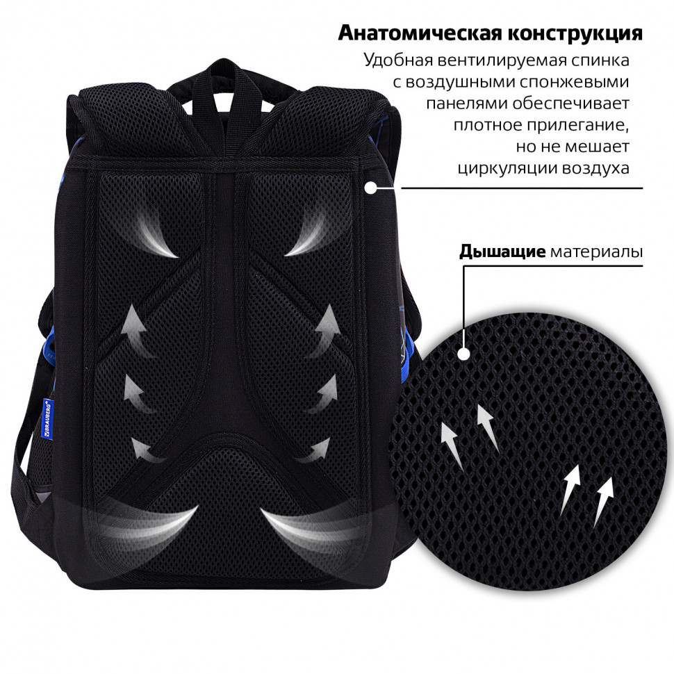 Ранец BRAUBERG LIGHT, одно отделение, с брелоком, "Evil robot", 3D-панель, размер 36 х 26 х 13 см, 272028