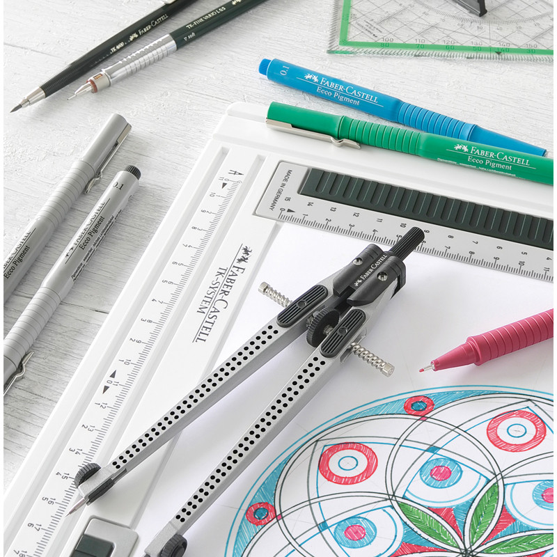 Циркуль Faber-Castell QUICK-SET GRIP с запасными иглой, винтом и грифелями в пластмассовом пенале, FC174472 