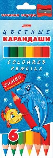 Карандаши  Jumbo "Морская семейка"  6цв., ХАТБЕР