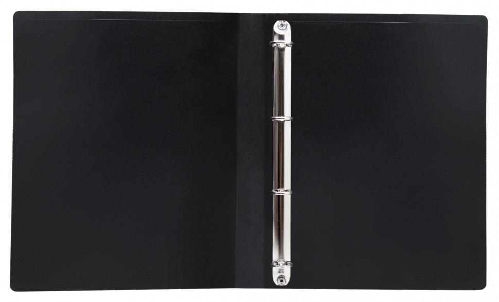 Папка на четырех кольцах, корешок 30 мм, диаметр колец 17 мм, толщина пластика 0.5 мм, цвет черный