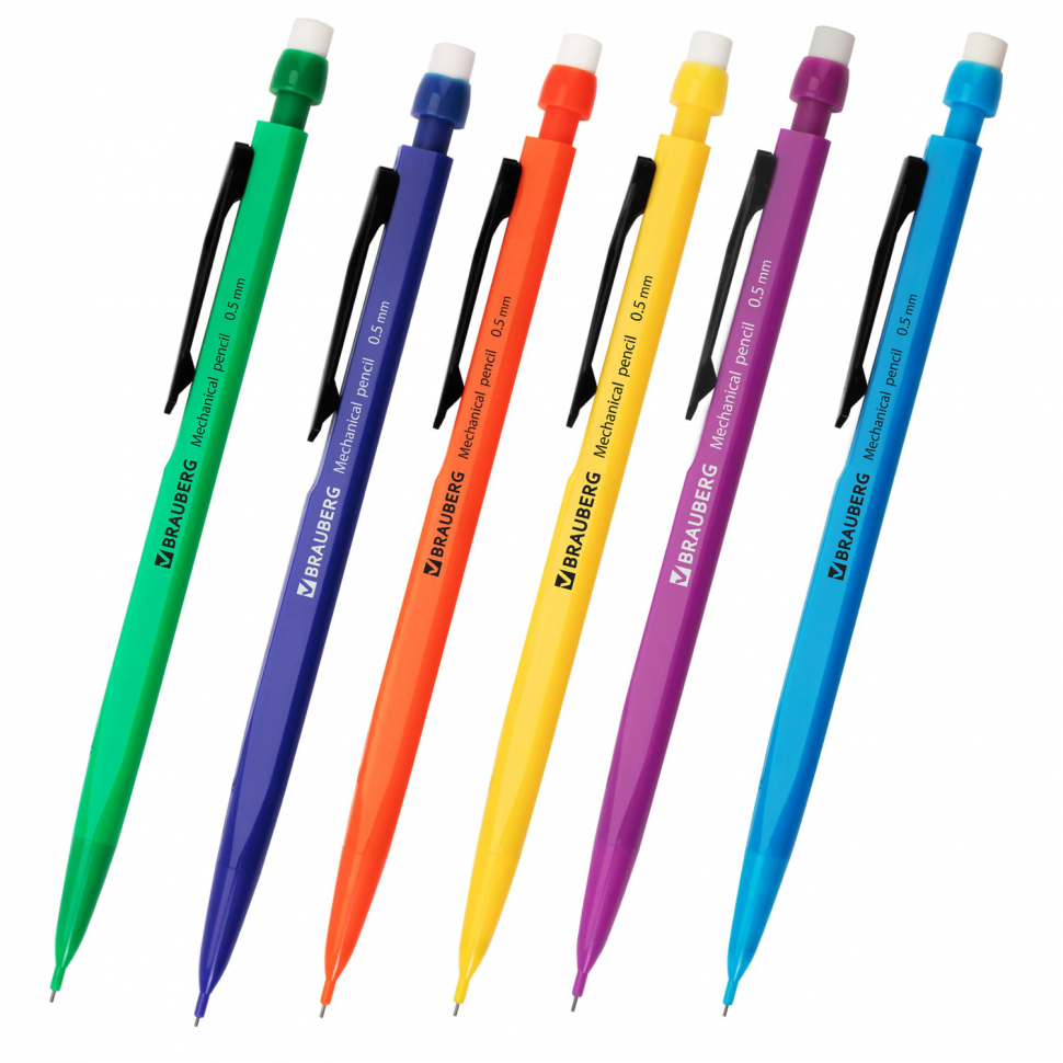Карандаш механический BRAUBERG Classic с ластиком, твердость HB (ТМ), диаметр грифеля 0,5 мм, 180398
