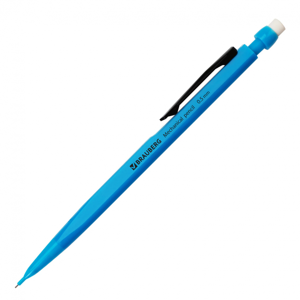 Карандаш механический BRAUBERG Classic с ластиком, твердость HB (ТМ), диаметр грифеля 0,5 мм, 180398