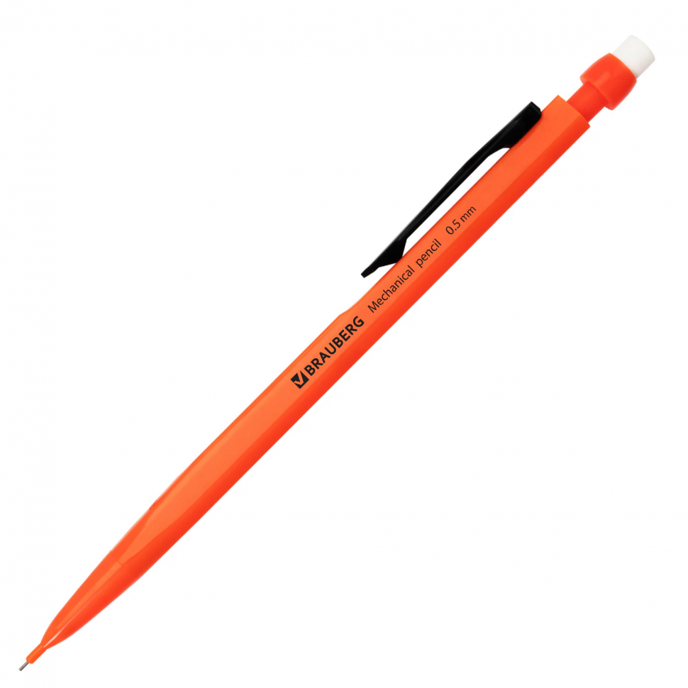 Карандаш механический BRAUBERG Classic с ластиком, твердость HB (ТМ), диаметр грифеля 0,5 мм, 180398