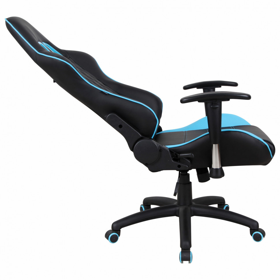 Кресло компьютерное BRABIX GT Master GM-110, две подушки, экокожа, черное/голубое, 531928